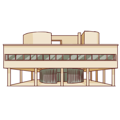 モダニズム建築家ル・コルビュジエによる名建築。フランス、パリ郊外のポワシーに建てられた。