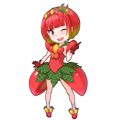 トマトを擬人化したキャラクター素材