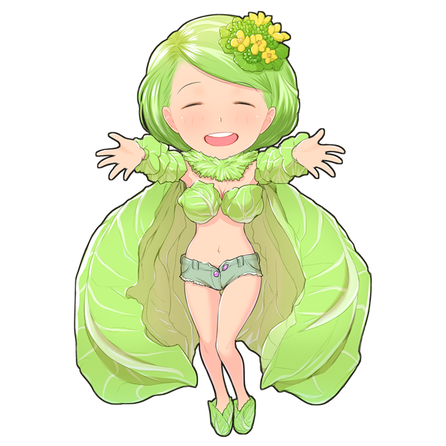 キャベツを擬人化したキャラクター素材