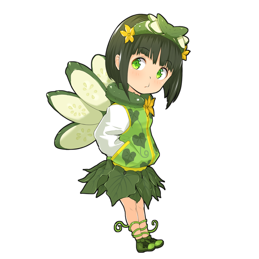 きゅうりを擬人化したキャラクター素材