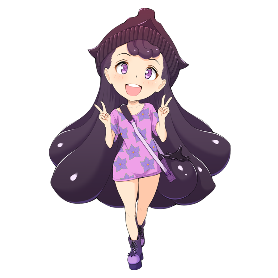 なすを擬人化したキャラクター素材