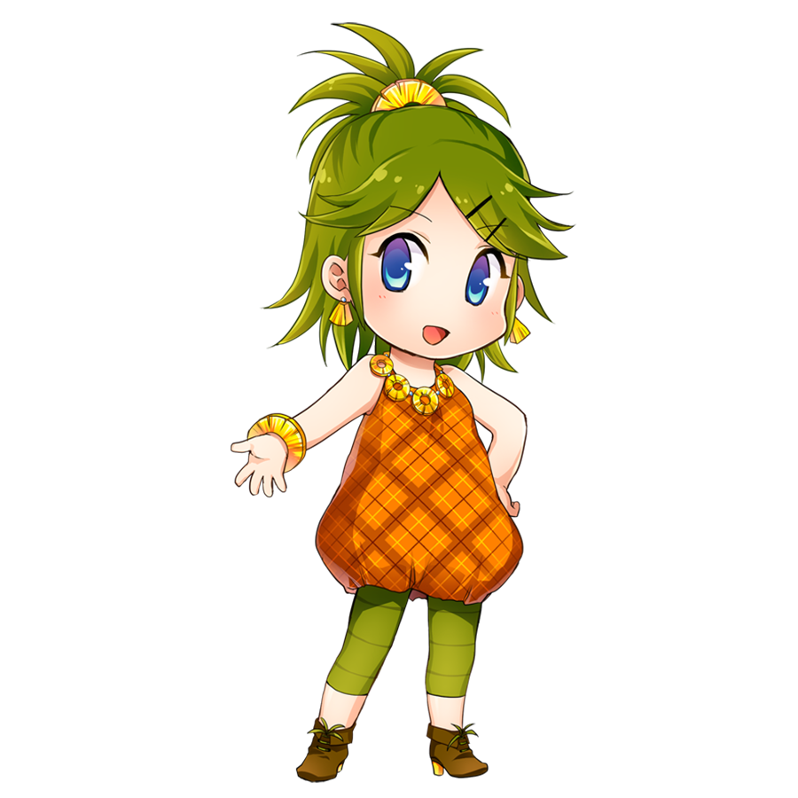 パイナップルを擬人化したキャラクター素材