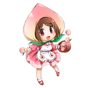 桃を擬人化したキャラクター素材