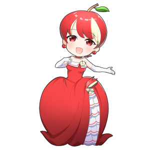 リンゴを擬人化したキャラクター素材