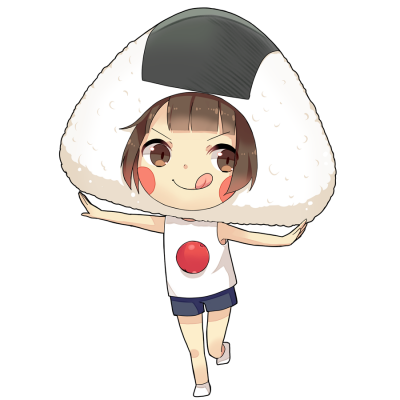 おにぎりをしたキャラクター素材