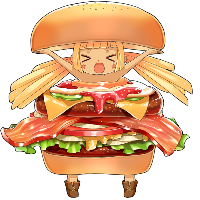 ハンバーガーをしたキャラクター素材