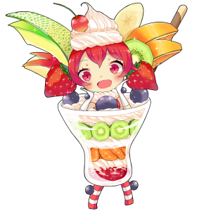 パフェをしたキャラクター素材