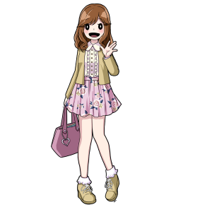 フリルのついた服のゆるふわ女子大学生。