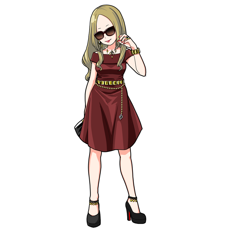 ワンピース姿のセレブ。サングラスとアクセサリー。