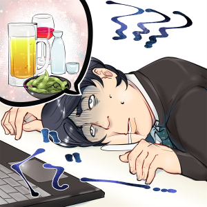 二日酔いで使い物にならないサラリーマン