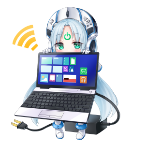 ノートパソコンを擬人化したキャラクター素材