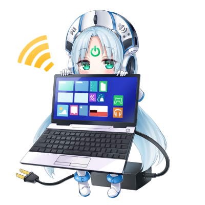 ノートパソコンを擬人化したキャラクター素材