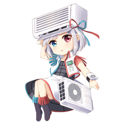 エアコンを擬人化したキャラクター素材