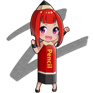 鉛筆を擬人化したキャラクター素材