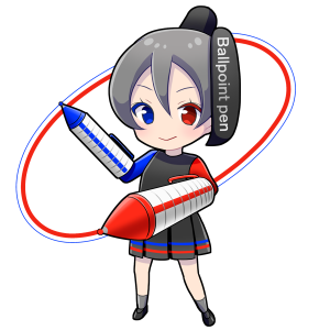 ボールペンを擬人化したキャラクター素材
