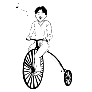 自転車、行楽、音符