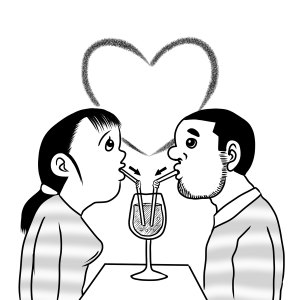 恋愛、恋人、ストロー、飲み物