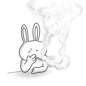 タバコ、うさぎ、煙