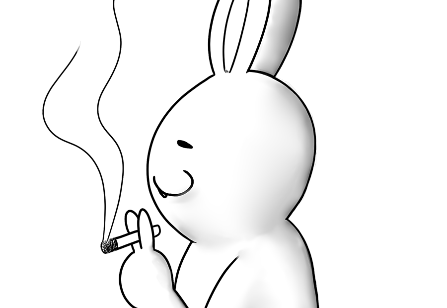 タバコ、うさぎ、煙