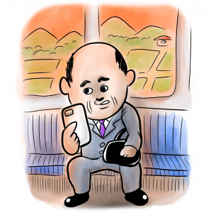 スマフォ、通勤、サラリーマン