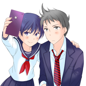 恋愛、スマートフォン、肩組み